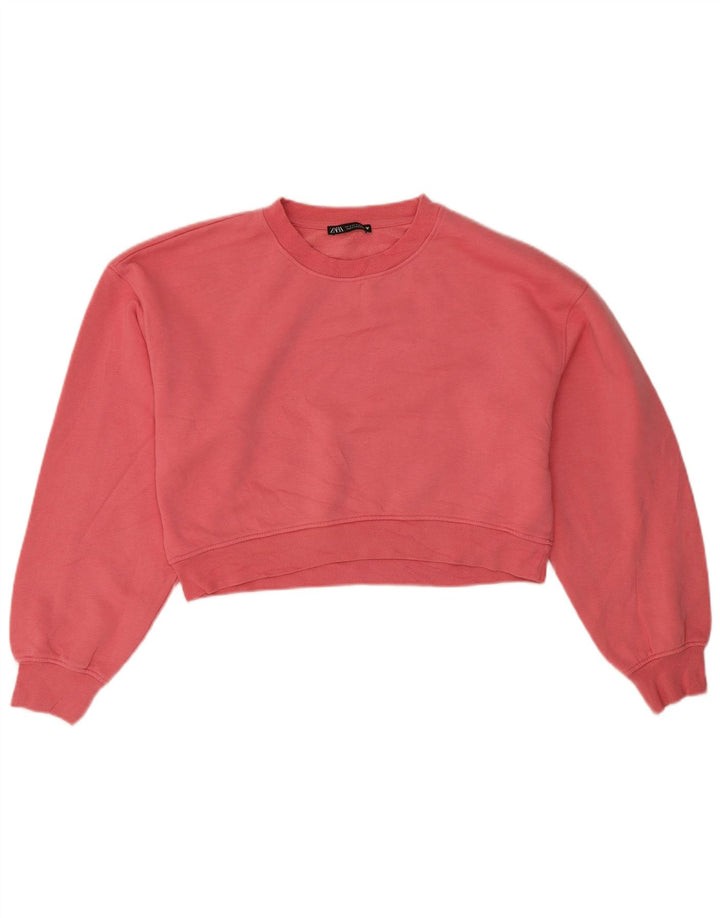 Zara Sweat-shirt court surdimensionné pour femme UK 10 Petit Rose