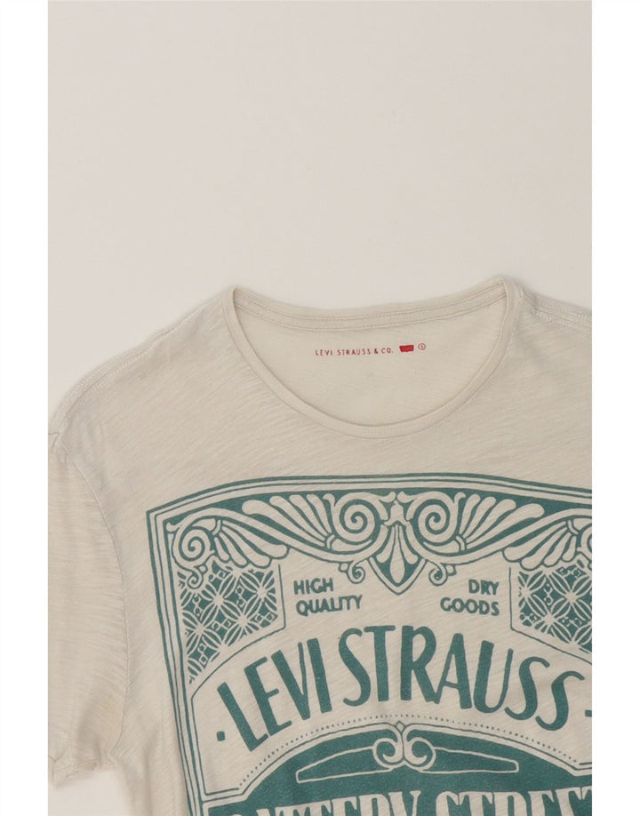 LEVI'S Womens Graphic T-Shirt Top UK 10 Small Grey Vintage Levi's and Second-Hand Levi's from Messina Hembry 