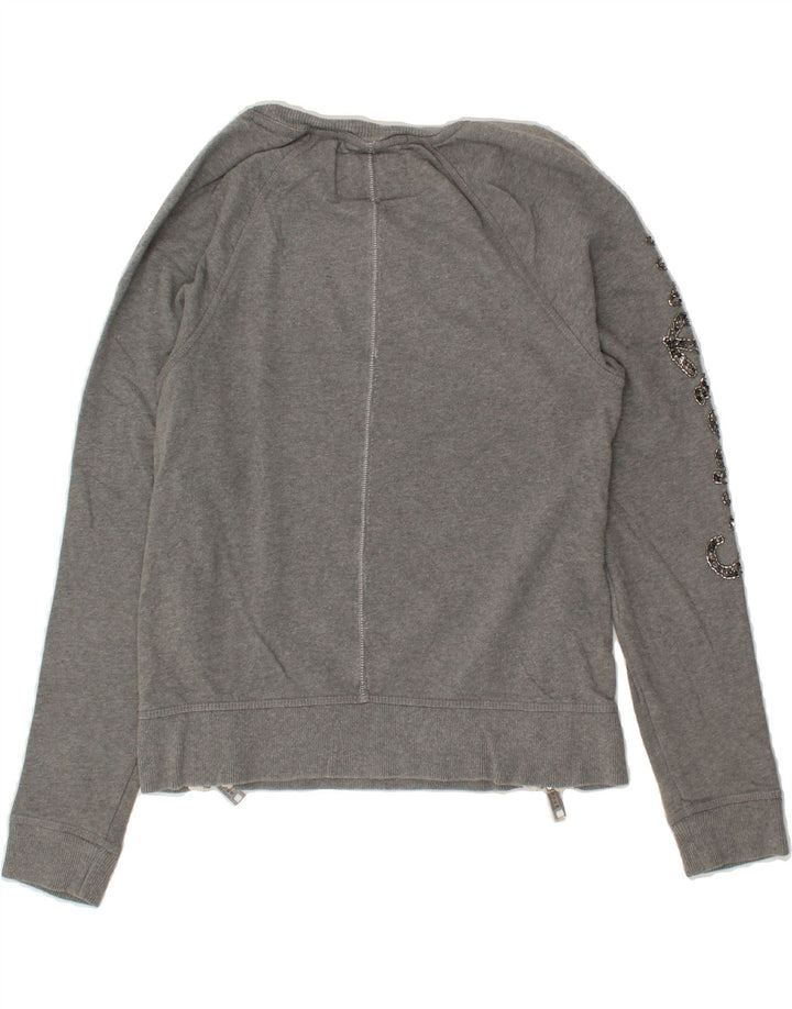 SUPERDRY Womens Graphic Sweatshirt Jumper UK 10 Small Grey Cotton Vintage Superdry and Second-Hand Superdry from Messina Hembry 