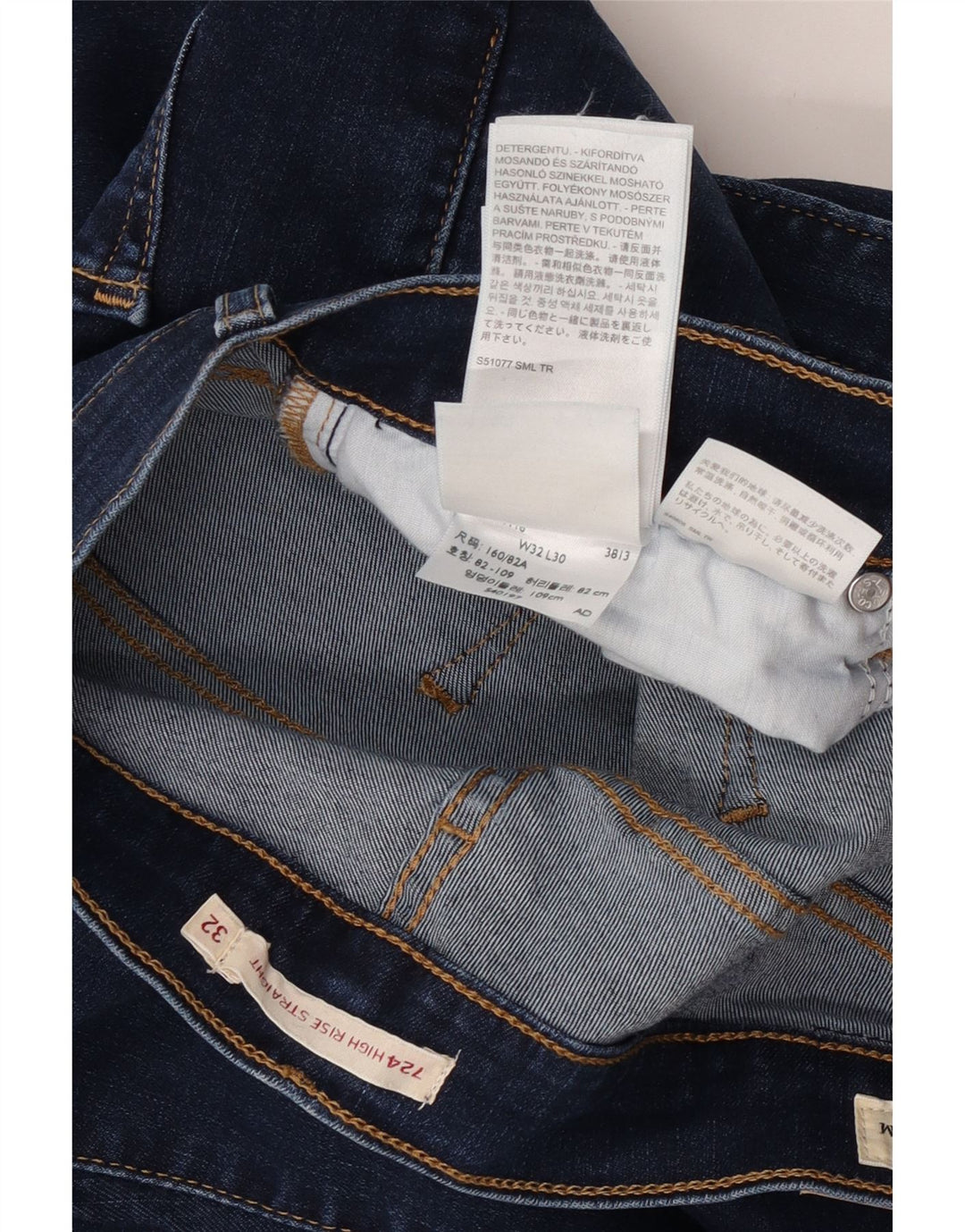 Levi's Jean Droit 724 Taille Haute Femme W32 L30 Bleu Marine Coton