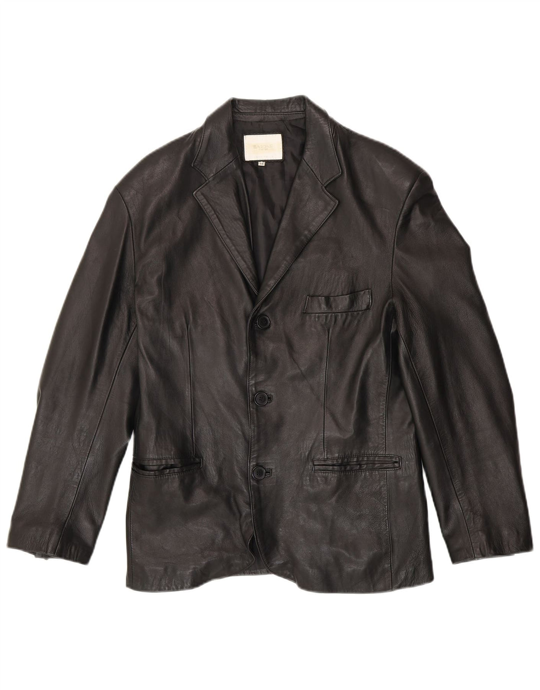 BARONE Veste blazer en cuir à 3 boutons pour homme IT 48 Cuir noir moyen