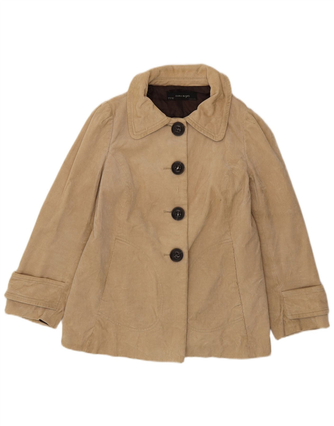 ZARA Veste en velours côtelé pour femme UK 16 Grand coton beige
