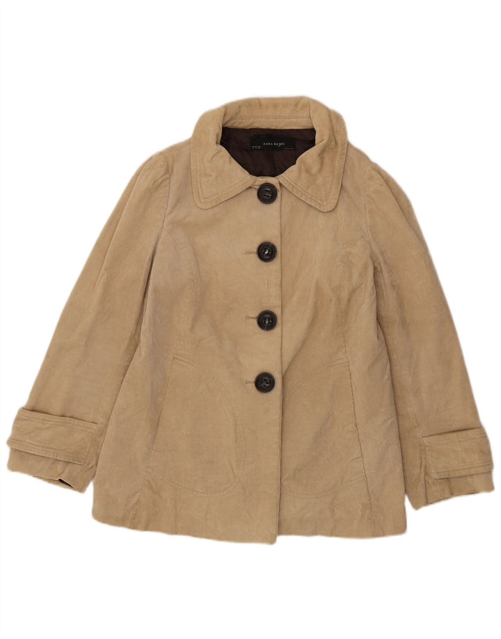 ZARA Veste en velours côtelé pour femme UK 16 Grand coton beige