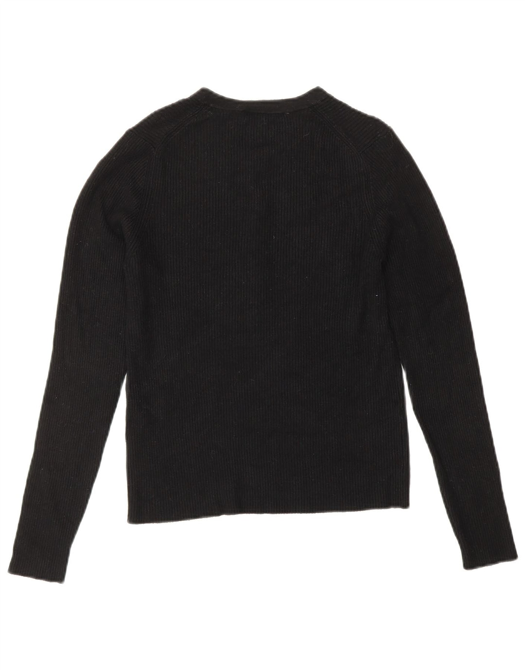 ZARA Pull court à col boutonné pour femme UK 12 Viscose noir moyen