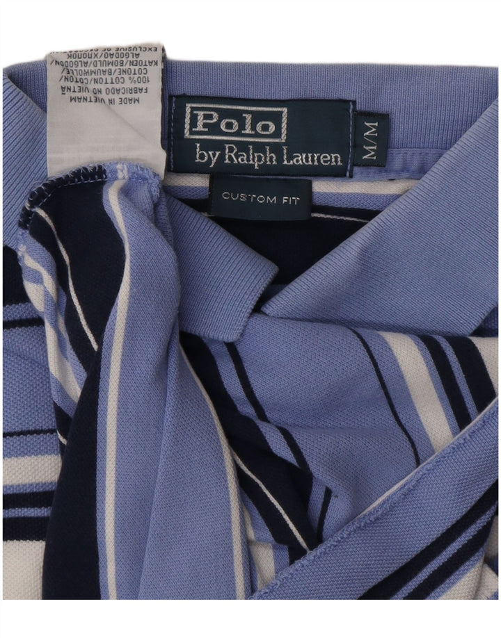 POLO RALPH LAUREN Polo Homme Coupe Personnalisée Coton Rayé Bleu Moyen