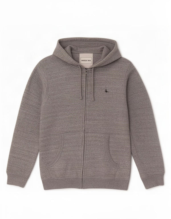 Jack Wills Pull à capuche zippé pour homme en coton moucheté gris moyen