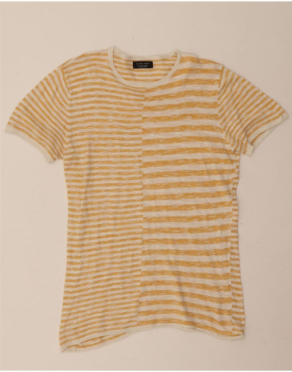 Zara T-Shirt Homme Petit Haut Rayé Jaune