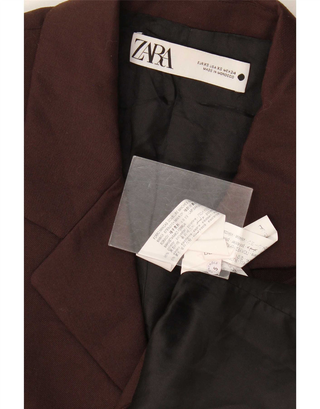 Zara Veste Blazer 2 Boutons Homme UK 34 XS Marron Polyester