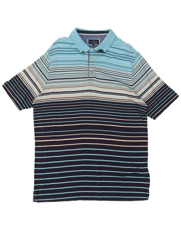 Marks & Spencer Polo Homme XL Bleu Rayé Coton