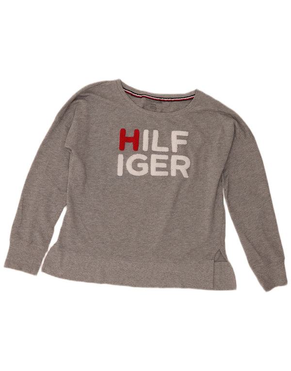 Tommy Hilfiger Sweat-shirt graphique pour femme UK 10 Petit coton gris