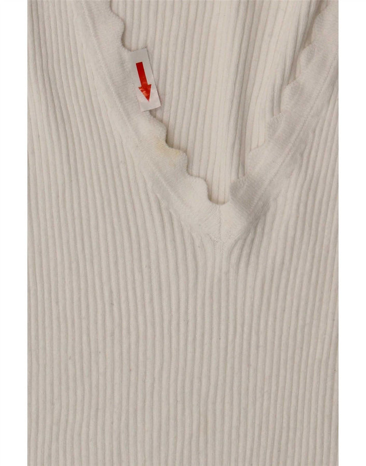 Marks & Spencer T-shirt pour femme UK 14 Large Blanc Viscose