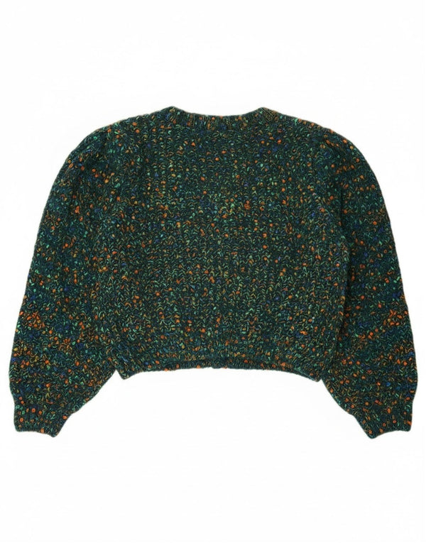 Cider Womens Crop Cardigan Pull UK 16 Grand Vert Moucheté Polyester