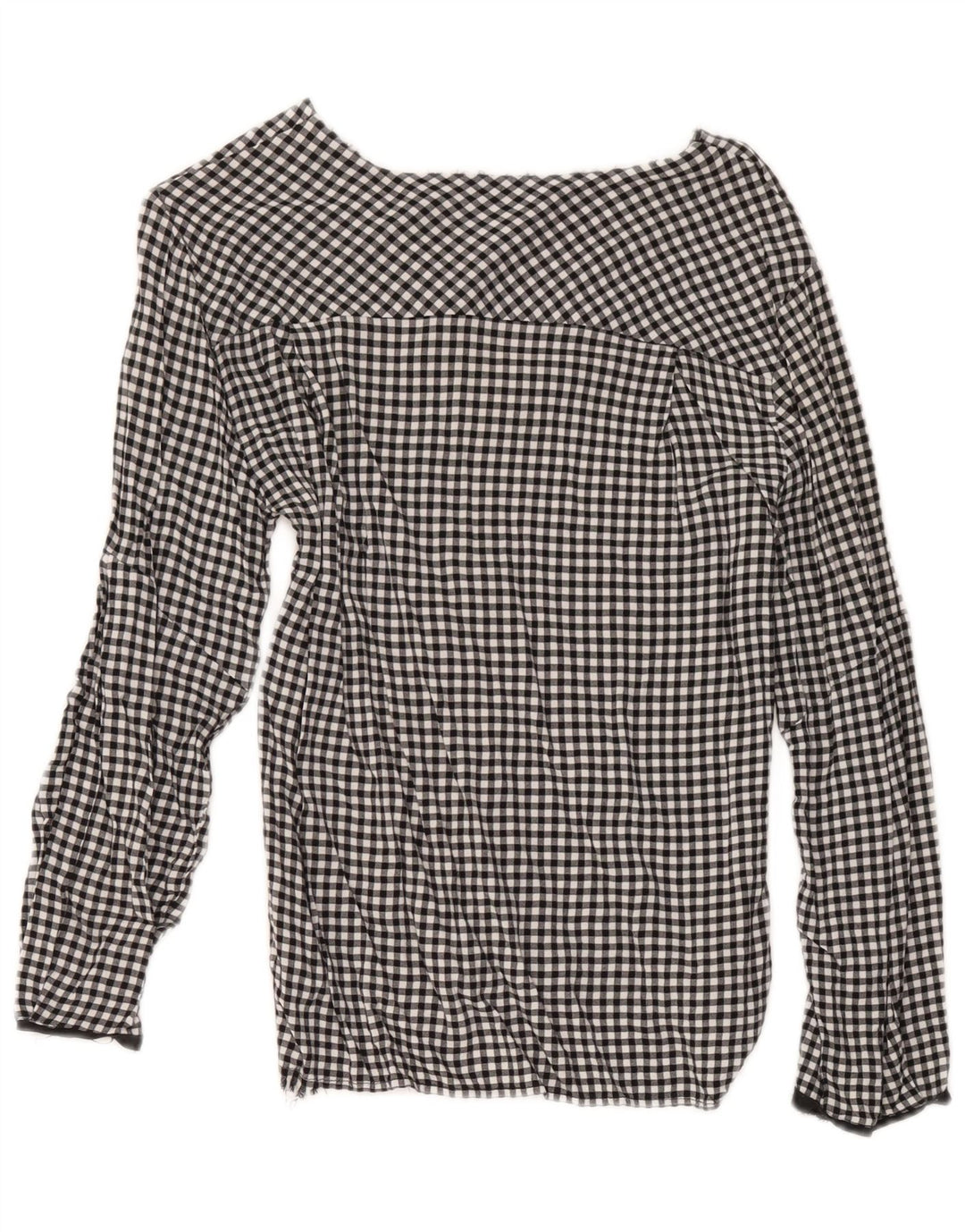 Zara Chemisier Femme Top UK 12 Medium Vichy Noir