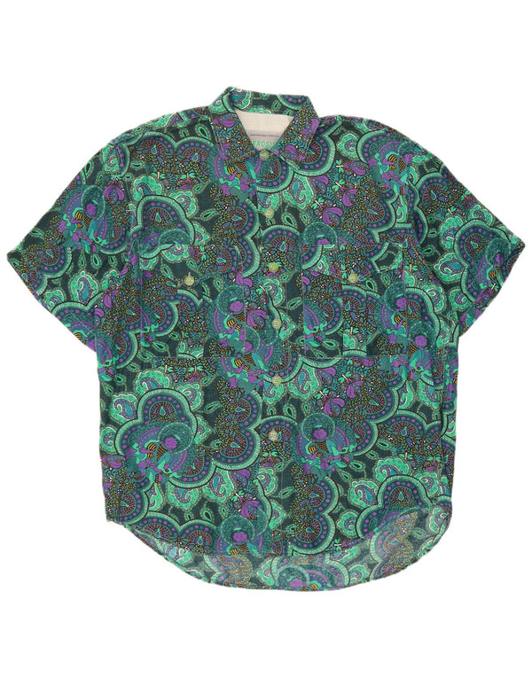Perosino Chemise à manches courtes pour homme Large Vert Paisley Cupro