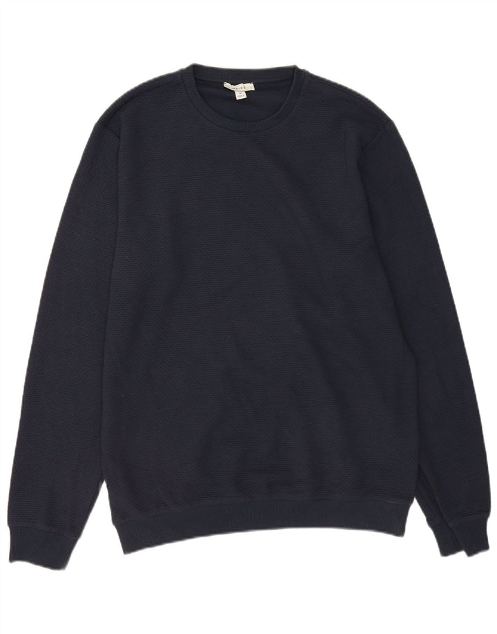 Reiss Pull Col Rond Homme Bleu Marine Moyen Coton