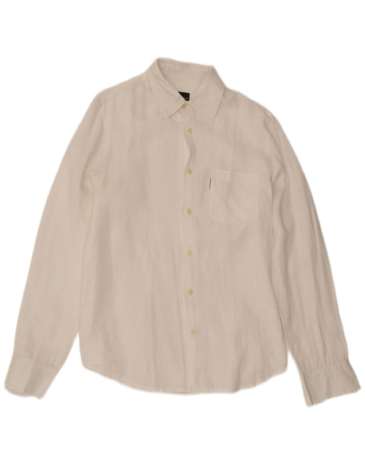 Calvin Klein Jeans Chemise Homme Lin Blanc Moyen