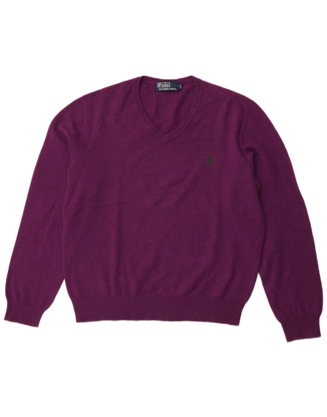 POLO RALPH LAUREN Pull Col V Homme Violet Moyen Laine Mérinos