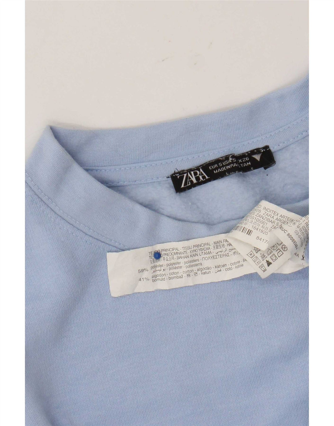 Zara Sweat-shirt surdimensionné pour femme UK 10 Petit Bleu Polyester