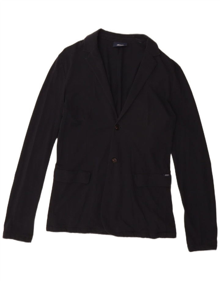 Armani Jeans Veste Blazer 2 Boutons Femme UK 18 XL Bleu Marine Coton