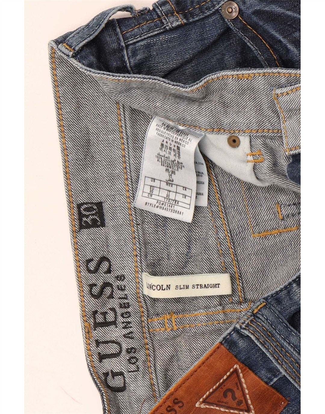 Guess Short Lincoln Slim Denim W30 Femme Bleu Moyen Coton