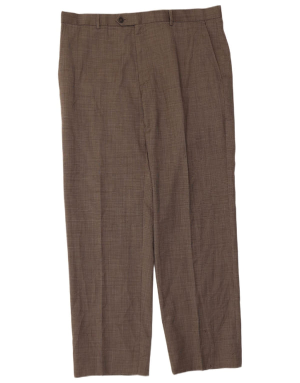 Marks & Spencer Pantalon de Costume Droit Homme W38 L31 Gris Laine Vierge