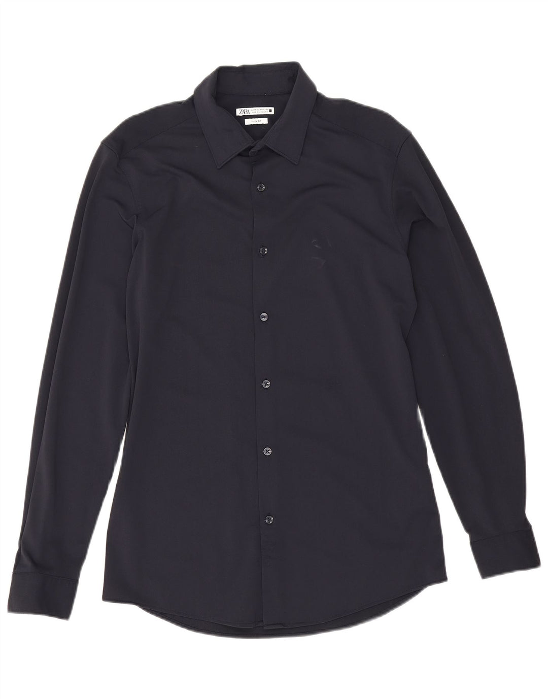 Zara Chemise Slim Fit Bleu Marine Moyen Polyamide