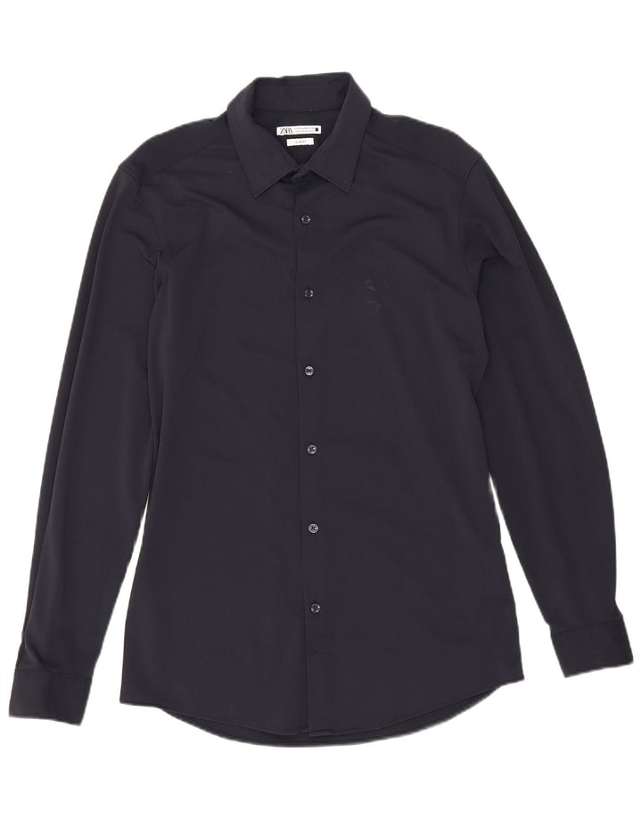 Zara Chemise Slim Fit Bleu Marine Moyen Polyamide