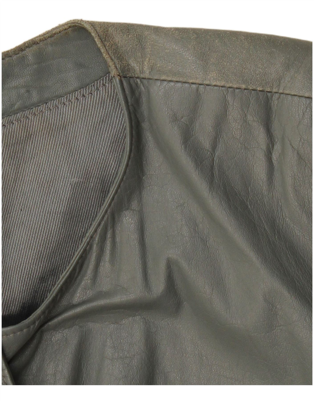 VINTAGE Veste bomber en cuir femme UK 12 Cuir gris moyen