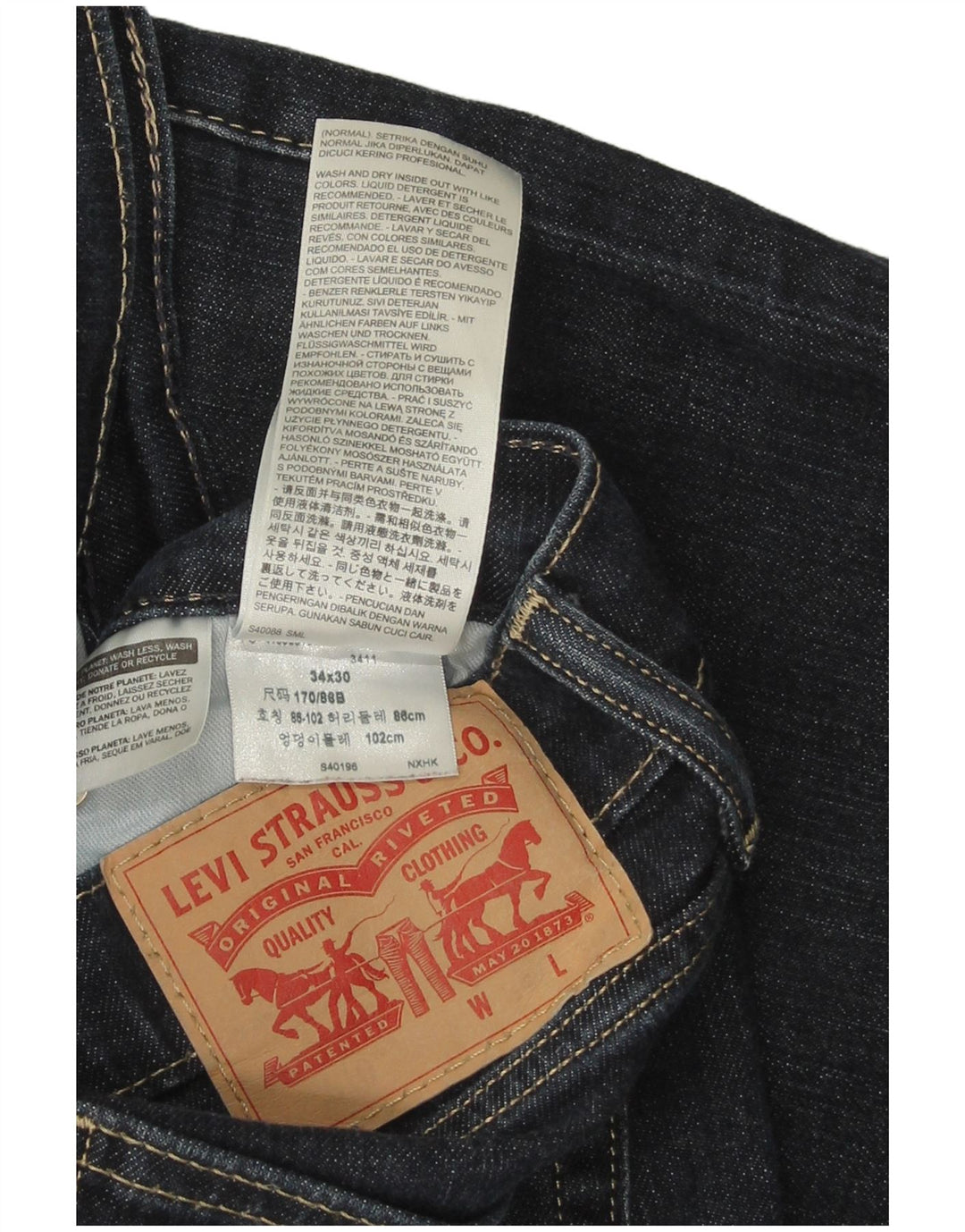 Levi's Jean Slim Homme W34 L30 Bleu Marine Coton