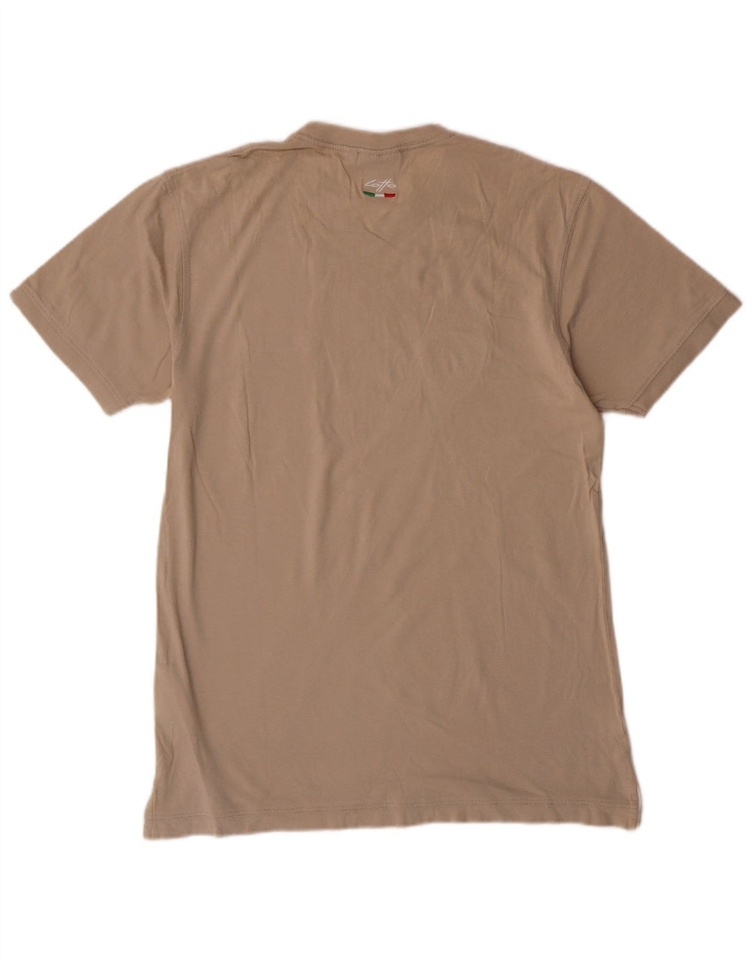 LOTTO Mens T-Shirt Top Medium Beige Striped Cotton