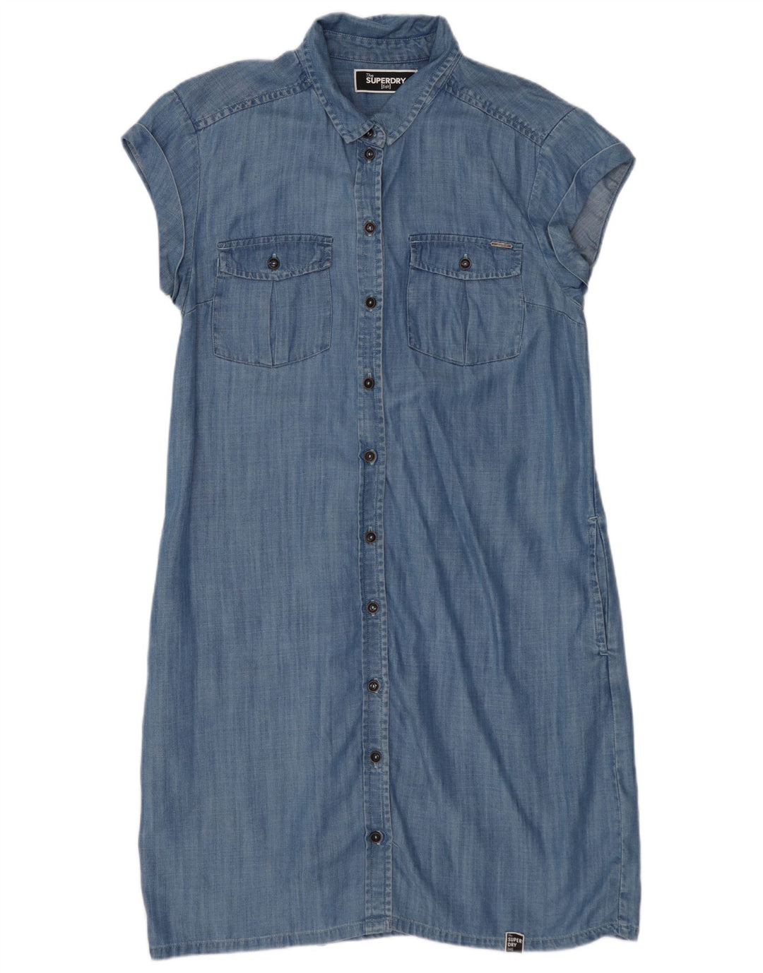 SUPERDRY Robe en jean pour femme UK 10 Small Bleu Lyocell