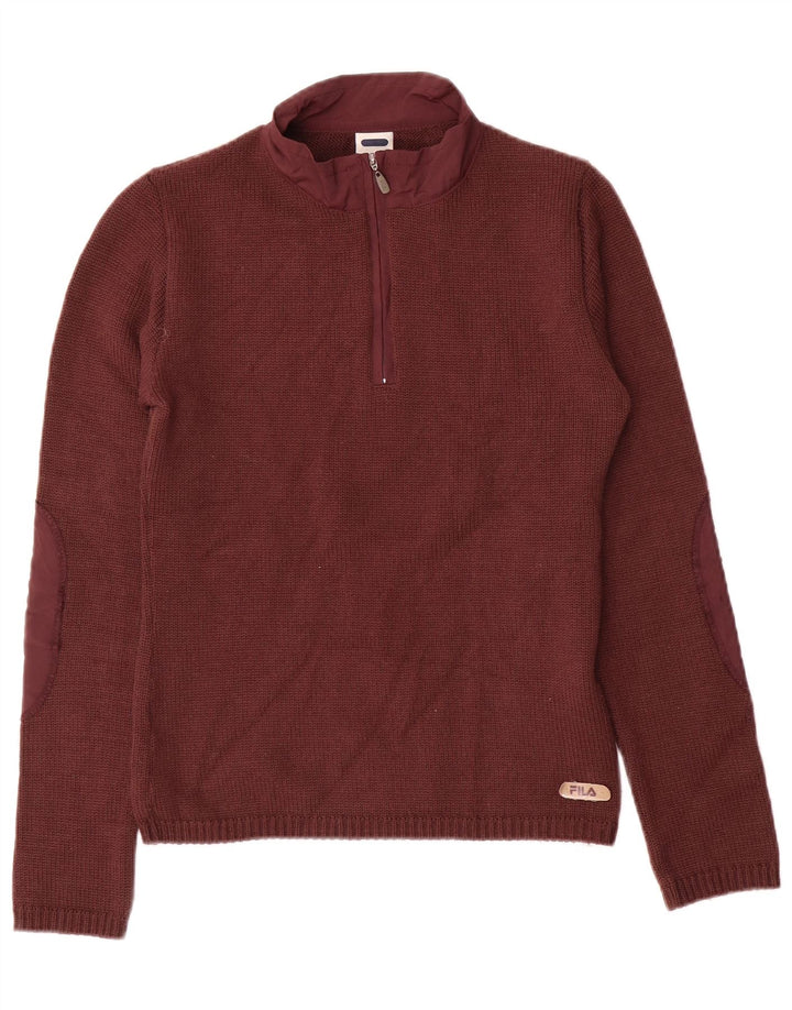 FILA Pull à col zippé pour femme UK 12 Laine marron moyen