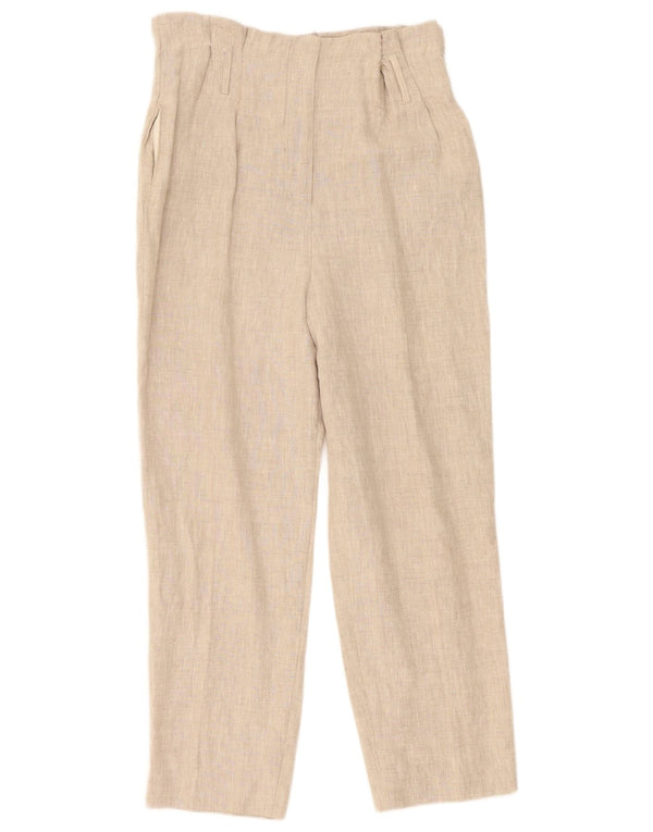 Pantalon Chino Taille Haute Pegged Femme Zara Moyen W30 L26 Lin Beige