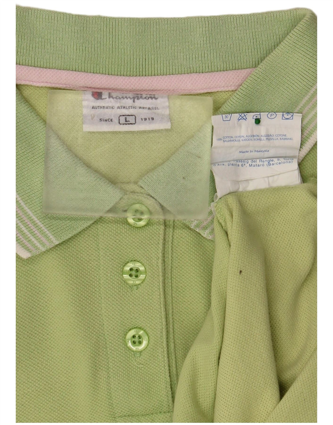 CHAMPION Polo Femme UK 14 Large Vert Coton
