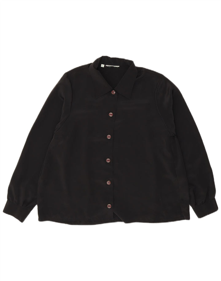 Chemisier chemise femme vintage UK 14 Grand Noir