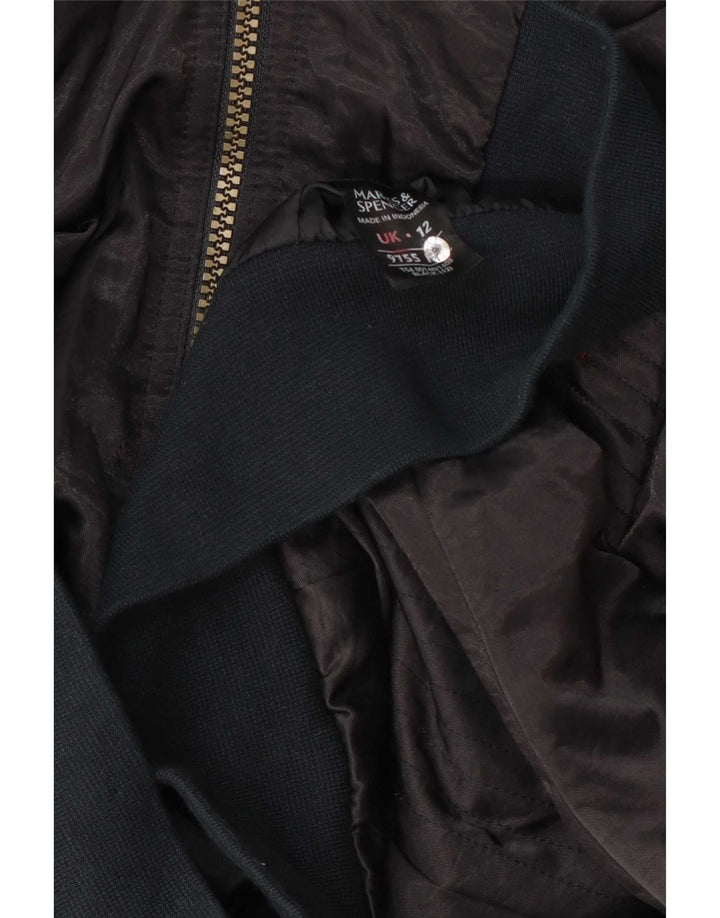Marks & Spencer Veste Bomber Femme UK 12 Medium Noir Colourblock