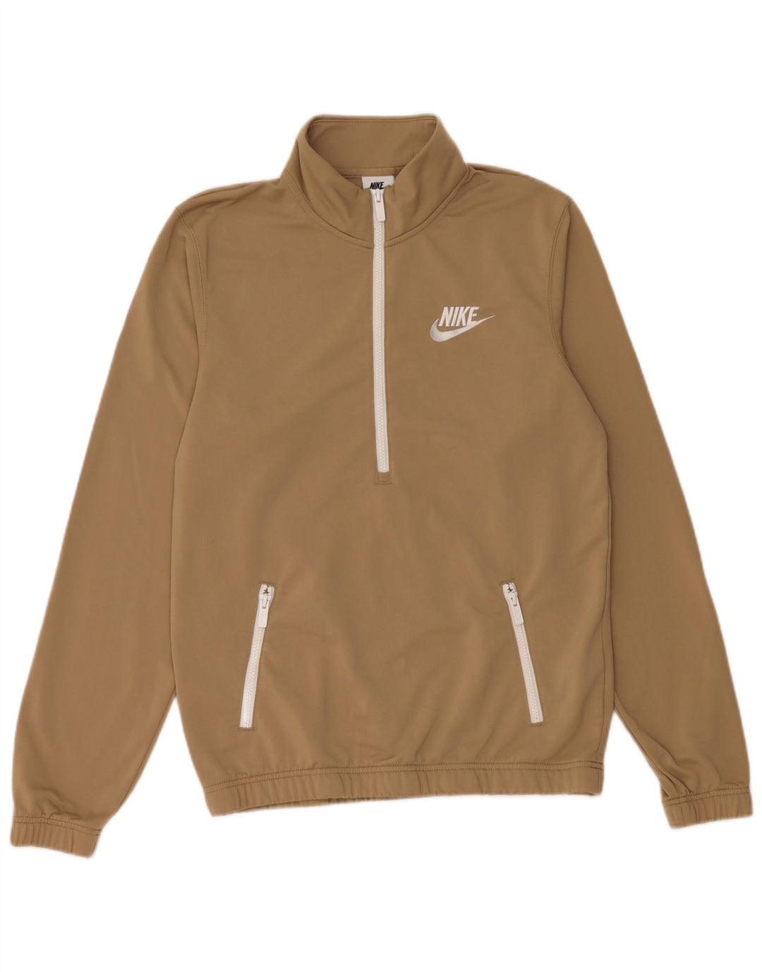 Nike Sweat-shirt à col zippé pour homme Petit polyester beige