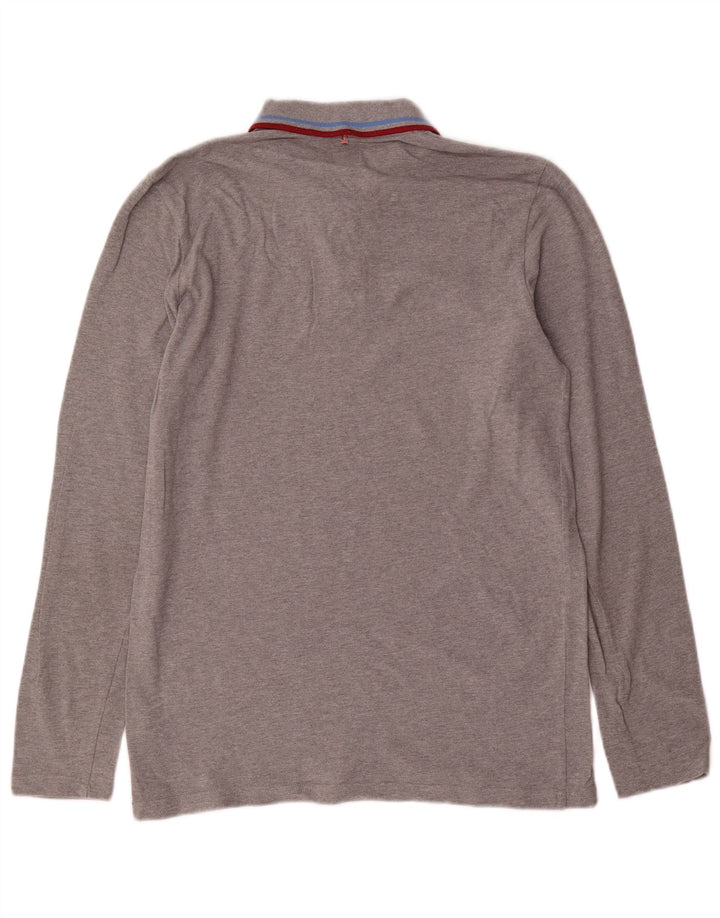 Pretty Green Polo à Manches Longues Homme Gris Moyen Coton