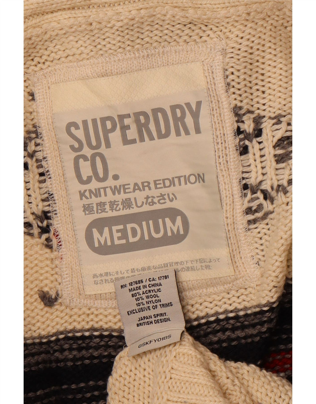 SUPERDRY Cardigan long pour femme UK 14 Medium Off White