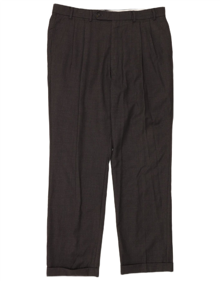 NAUTICA Pantalon de costume pour homme W38 L32 en laine à carreaux gris