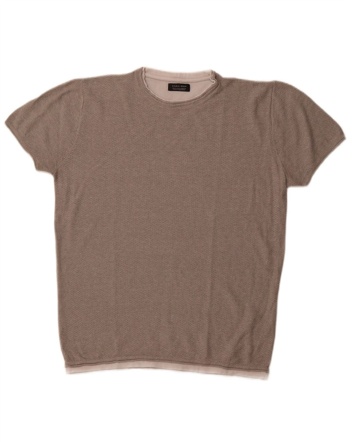 ZARA T-Shirt Homme Gris Moyen