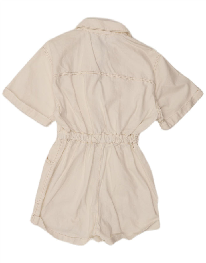 Topshop Combishort en Denim pour Femme UK 8 Petit Coton Blanc