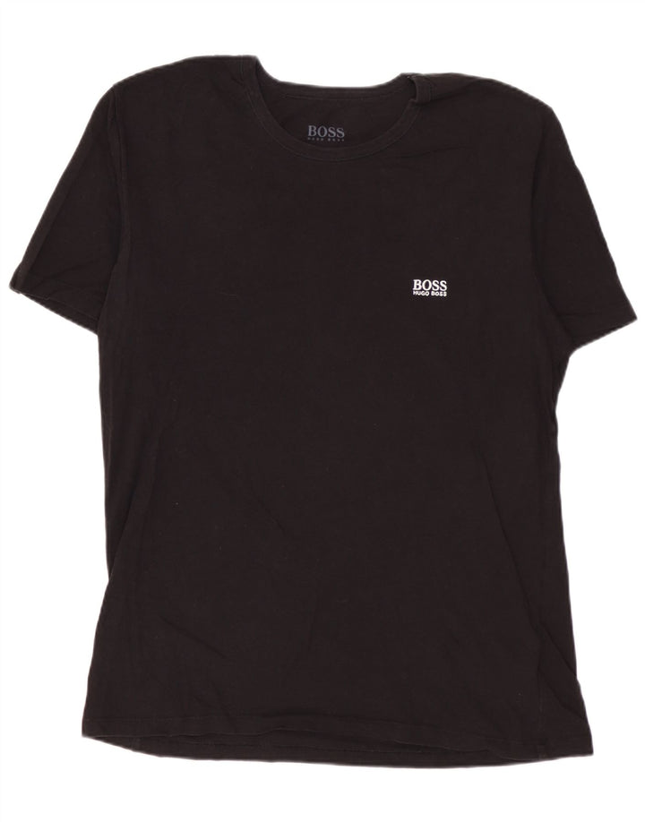 HUGO BOSS T-Shirt Top Noir Moyen Coton Homme