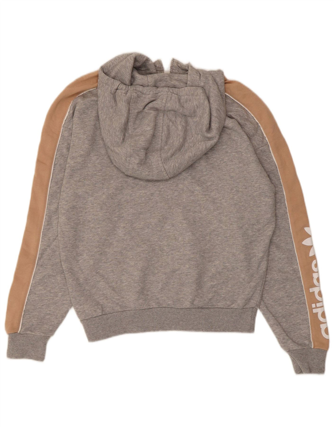 Adidas Pull à capuche graphique surdimensionné pour femme UK 6 XS Gris Coton