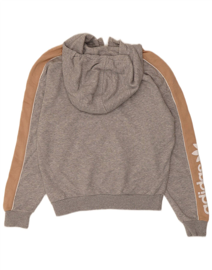 Adidas Pull à capuche graphique surdimensionné pour femme UK 6 XS Gris Coton
