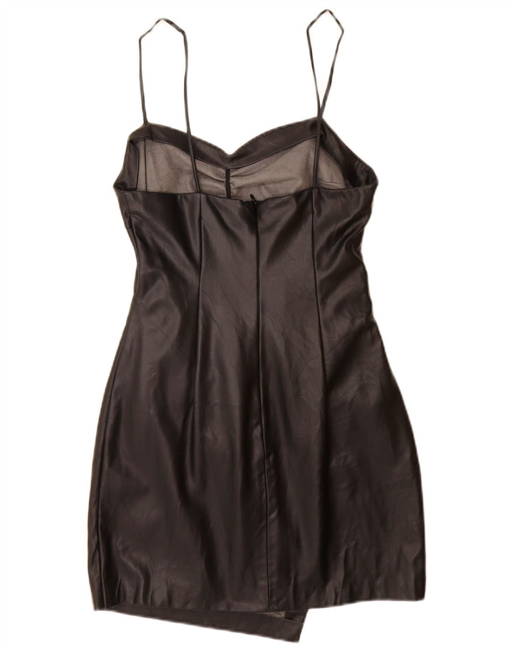 Zara Robe moulante en similicuir pour femme UK 42 Polyuréthane noir moyen