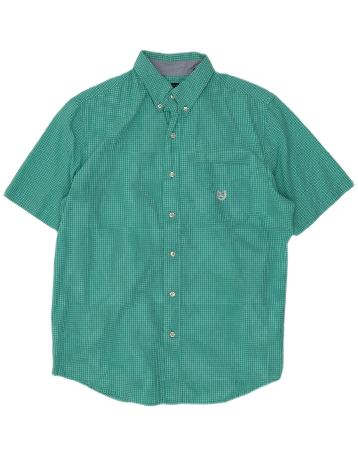 Chaps Chemise à manches courtes homme en coton vichy vert moyen