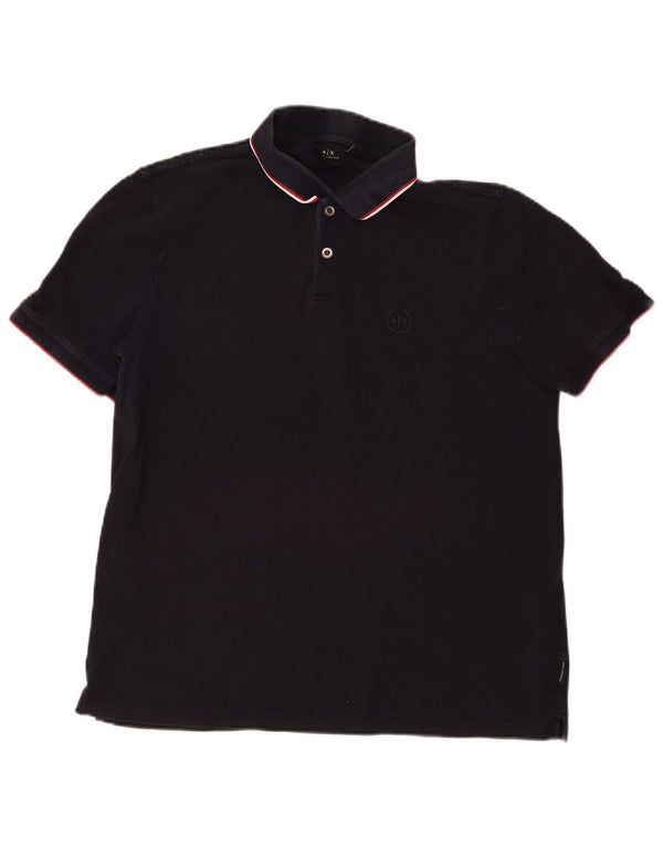 Armani Exchange Polo Homme XL Coton Rayé Noir