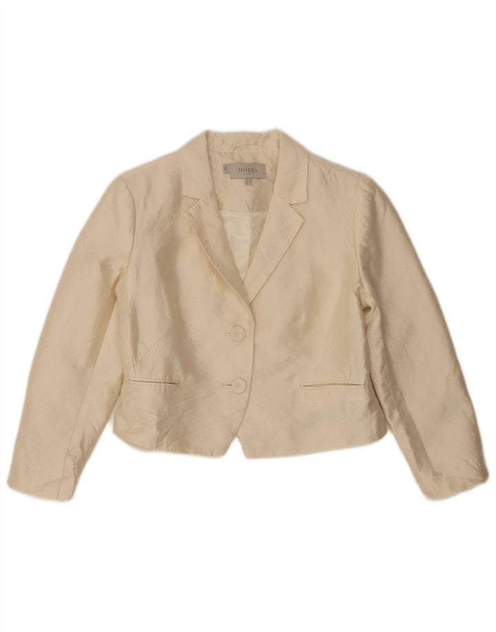 Hobbs Veste blazer courte à 2 boutons pour femme UK 10 Petite laine blanc cassé