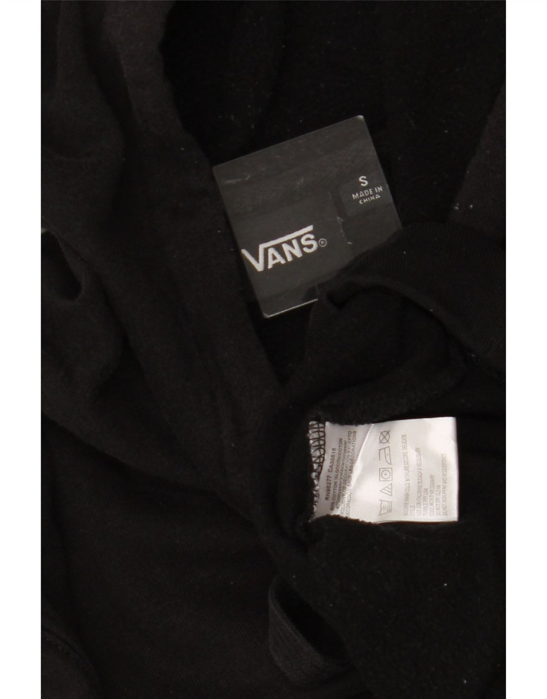 VANS Mens Graphic Hoodie Jumper Small Black Cotton